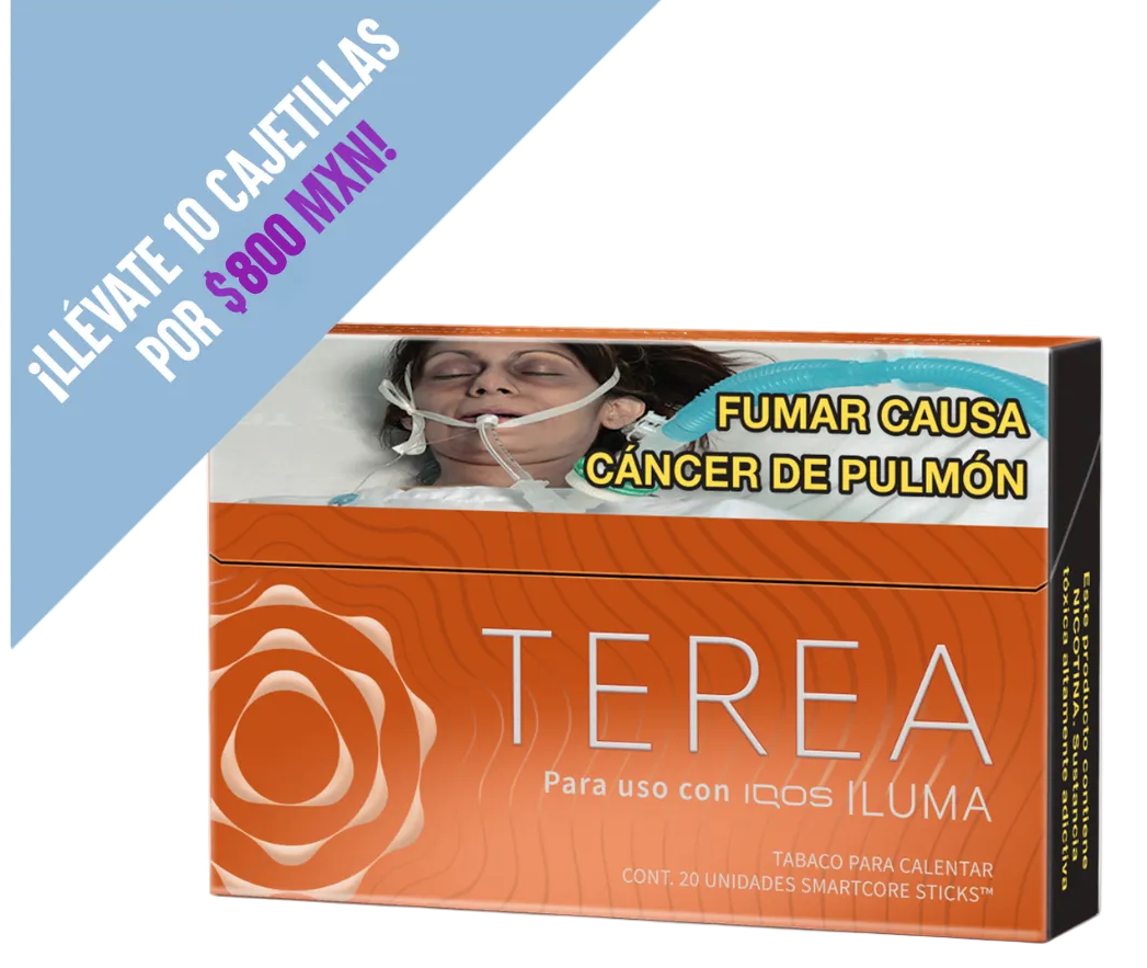 Cajetilla TEREA IQOS Iluma Amber caja de sticks tabaco calentado heat not burn compatible IQOS Iluma comprar TEREA en CDMX recíbelo el mismo día en CDMX y Estado de México envío express tabaco sin combustión